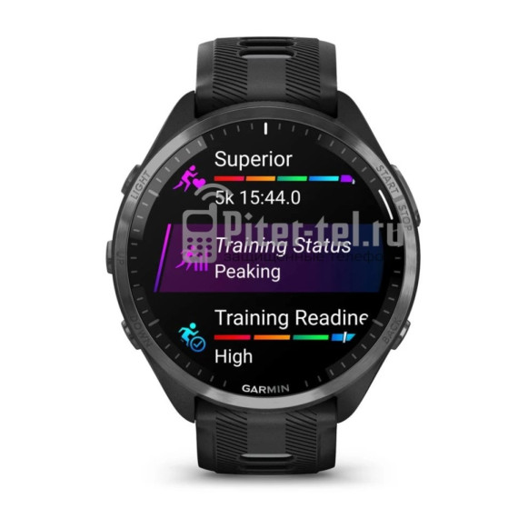 Умные часы Garmin Forerunner 965 черные, темно-серый DLC титановый безель, с черным ремешком