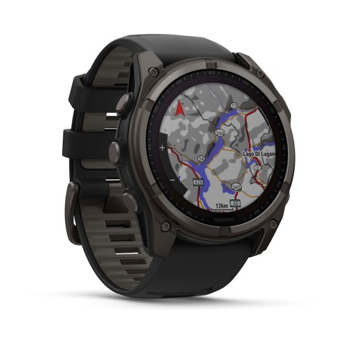 Умные часы Garmin Fenix 8 51mm Sapphire Solar Carbon Grey DLC Titanium с черным ремешком