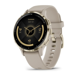 Умные часы Garmin Venu 3S 41mm Advanced GPS Smartwatch French Gray Gold с серым ремешком
