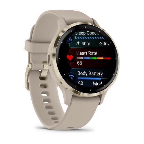Умные часы Garmin Venu 3S 41mm Advanced GPS Smartwatch French Gray Gold с серым ремешком